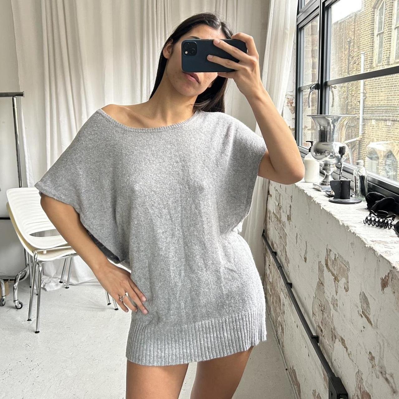Vintage Knitted Grey Slouchy Mini Dress