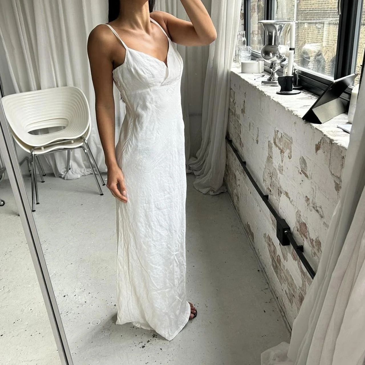 Vintage 00s Cotton Maxi White Summer Dress