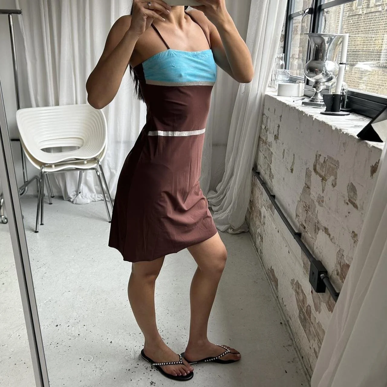 Vintage 00s Slinky Brown Cami Slip Dress