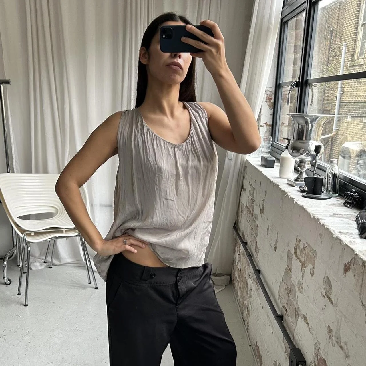 Vintage Flowy Silk Top