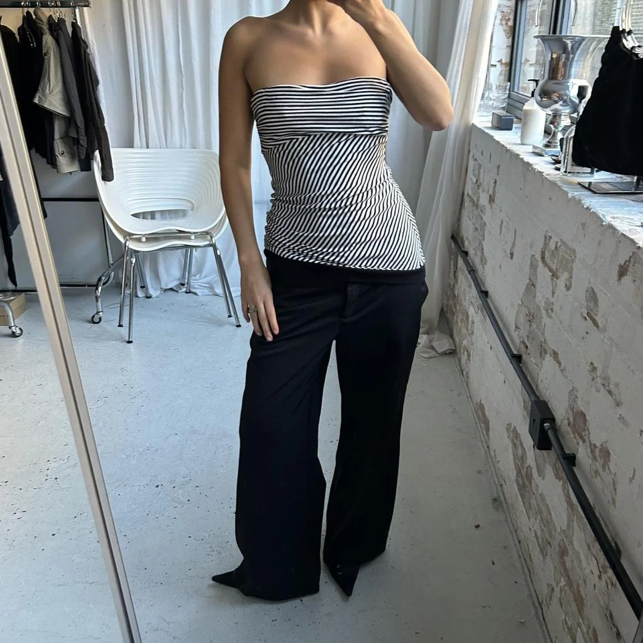 Vintage Pin Striped Bandeau Jersey Tube Top