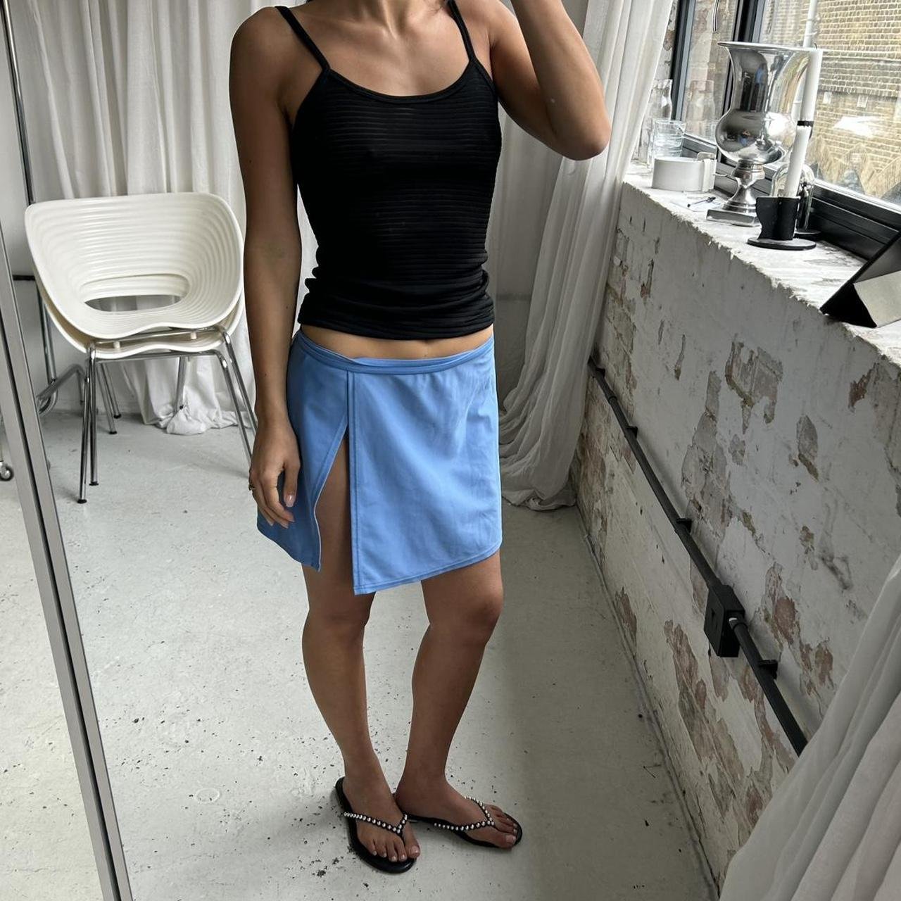 Vintage 00s Blue Wrap Mini Skirt