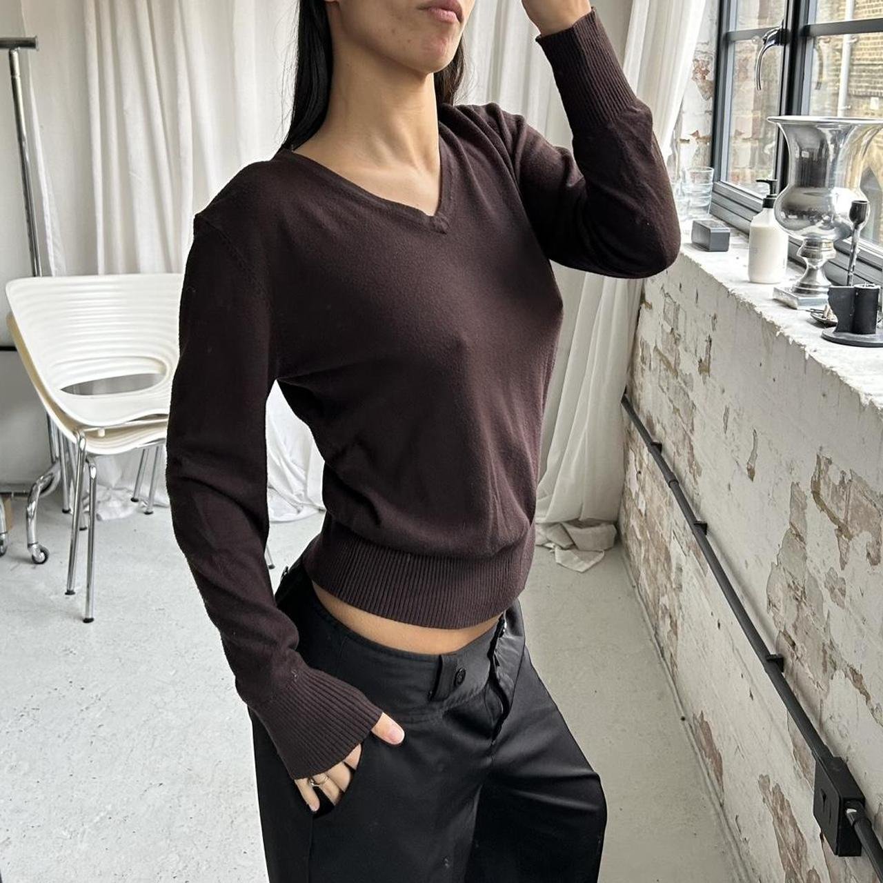 Vintage Brown V Neck Jumper