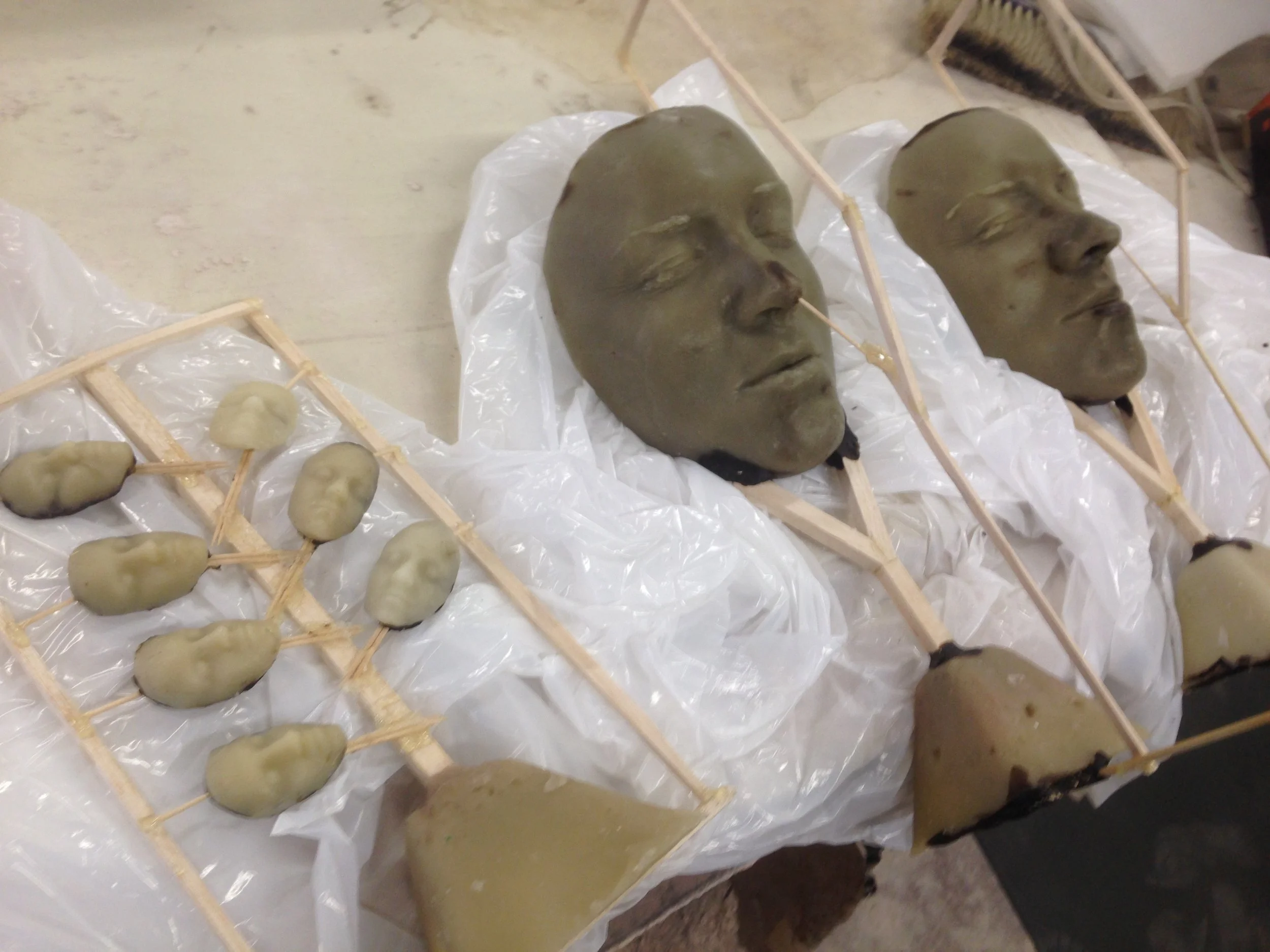 Lost wax castings of death masks