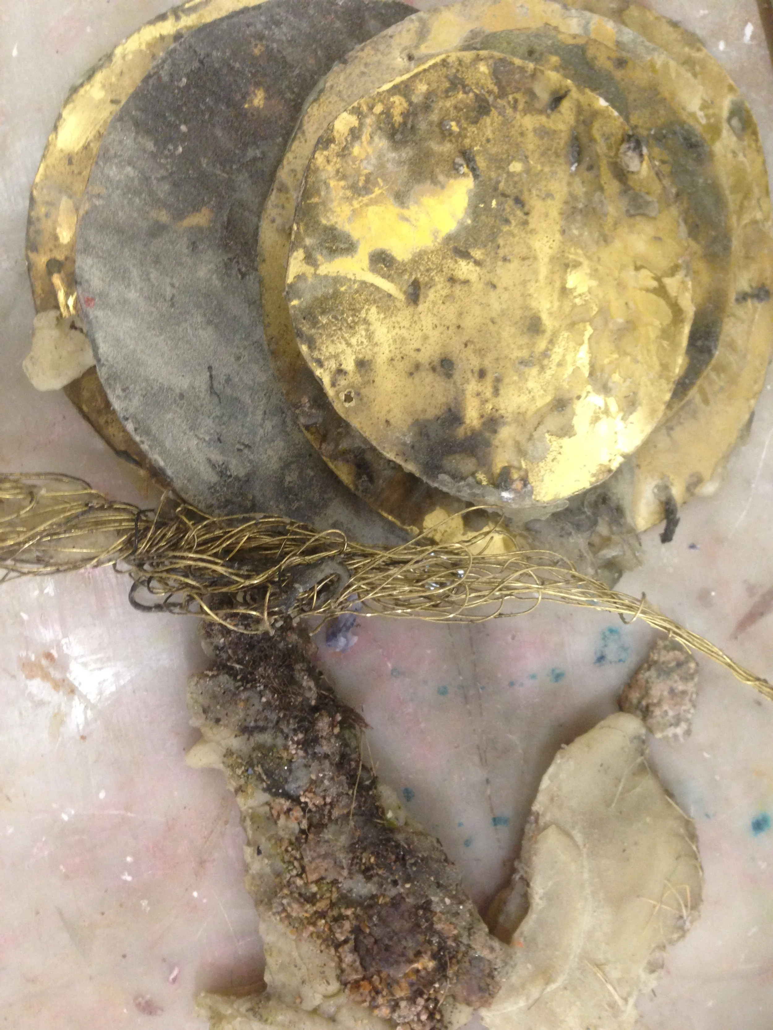 Wax from previous work "Hållö" for lost wax casting