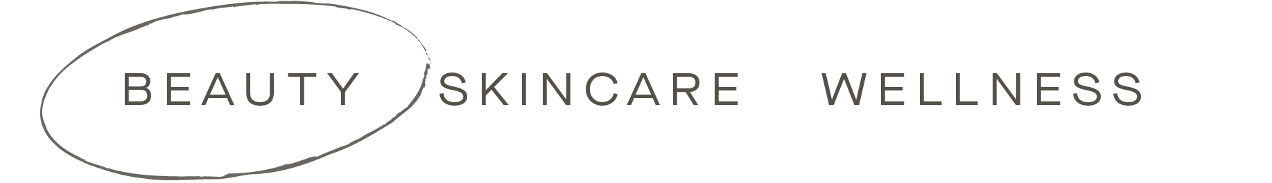 Logo with the words Beauty, Skincare, Wellness, with Beauty highlighted and circled.