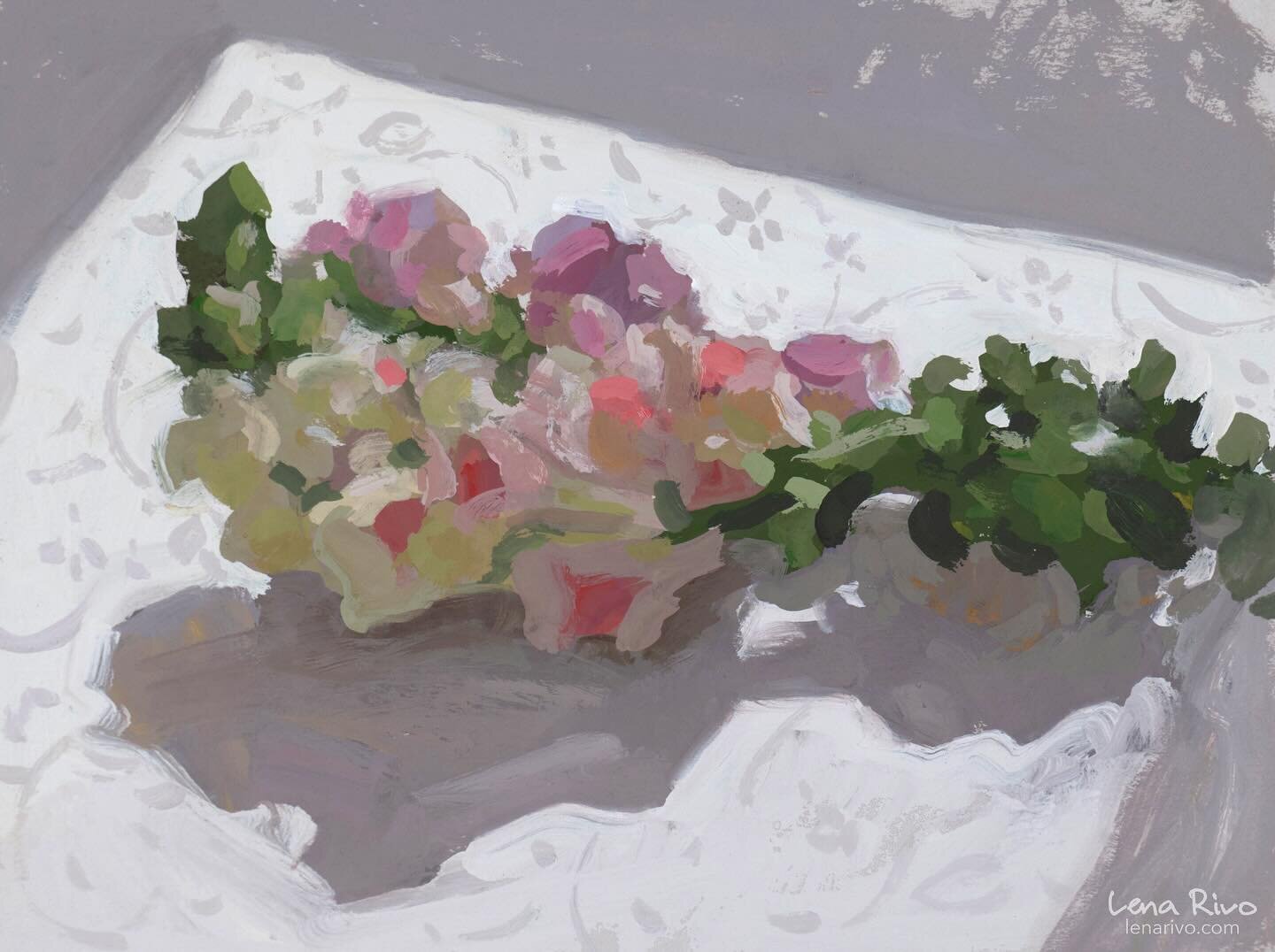 Snapdragons in sunlight painted from life in my studio. Gouache on paper. 5x7 in.
***
I make these sketchbooks myself. I have described the process in my Painting Process article no.10 in the blog on my website. You can find the link in my profile (W