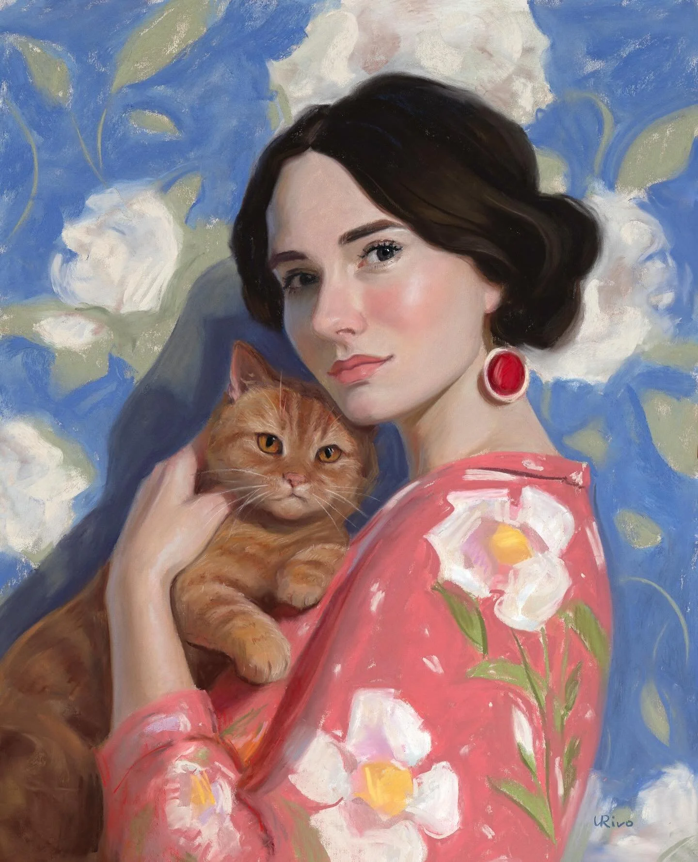 Portrait of my friend Nadiia and her cat Lucy.
16x20 inches, soft pastel on Uart board (400 grit). I&rsquo;m continuing to explore the possibilities of soft pastels. What I enjoy most about this medium is not having to worry about the texture of the 