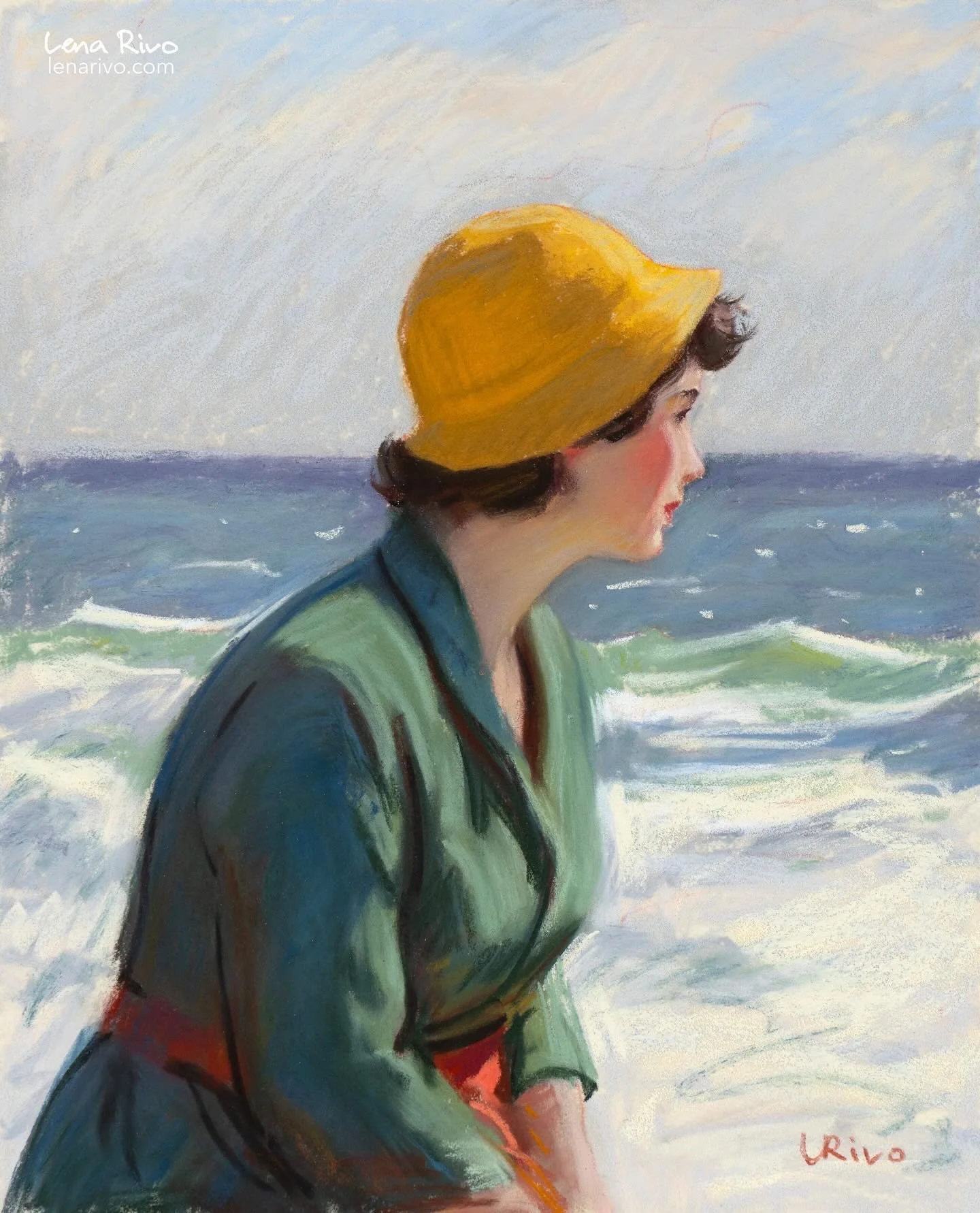 Portrait by the Sea. Soft pastel on Canson Mi-Teintes Velvet paper, 9x11 inches. After working with soft pastels for a while, I&rsquo;ve come to the conclusion that my favorite surface is Canson Mi-Teintes Velvet paper. It&rsquo;s not as abrasive as 