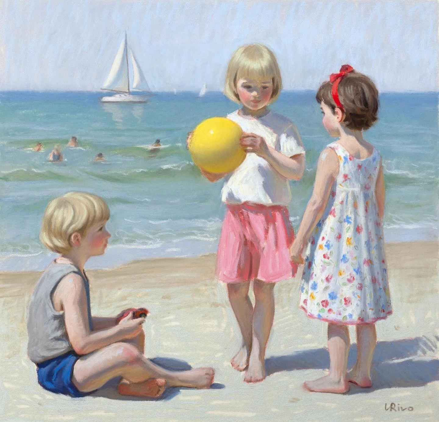 &ldquo;Figuring out the rules&rdquo;, soft pastel on Canson Mi-Teintes Velvet paper, 12x12 inches. This piece began as a quick study for a larger painting, but as it developed, I realized it stood on its own and didn&rsquo;t need to be expanded in si