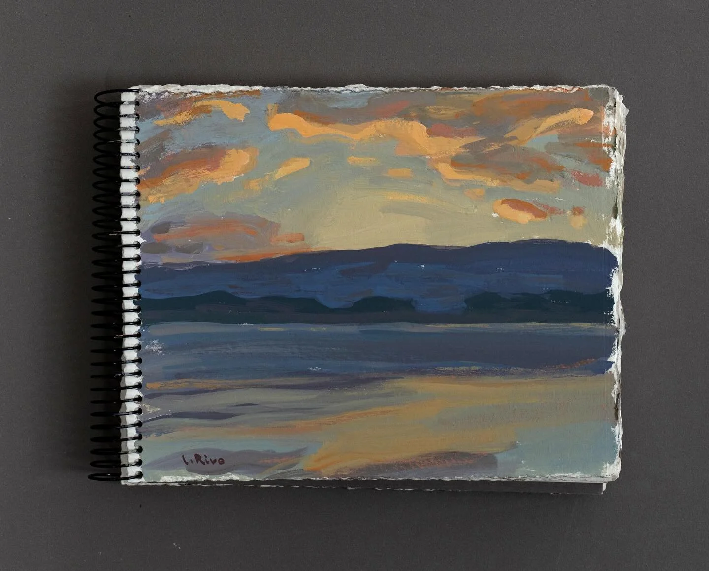 &ldquo;November Dawn&rdquo;, gouache on watercolor paper, 6x8 in.

***
I make these sketchbooks myself. I described the process in my Painting Process article no.10 in the blog on my website. You can find the link in my profile (The Painting Process 
