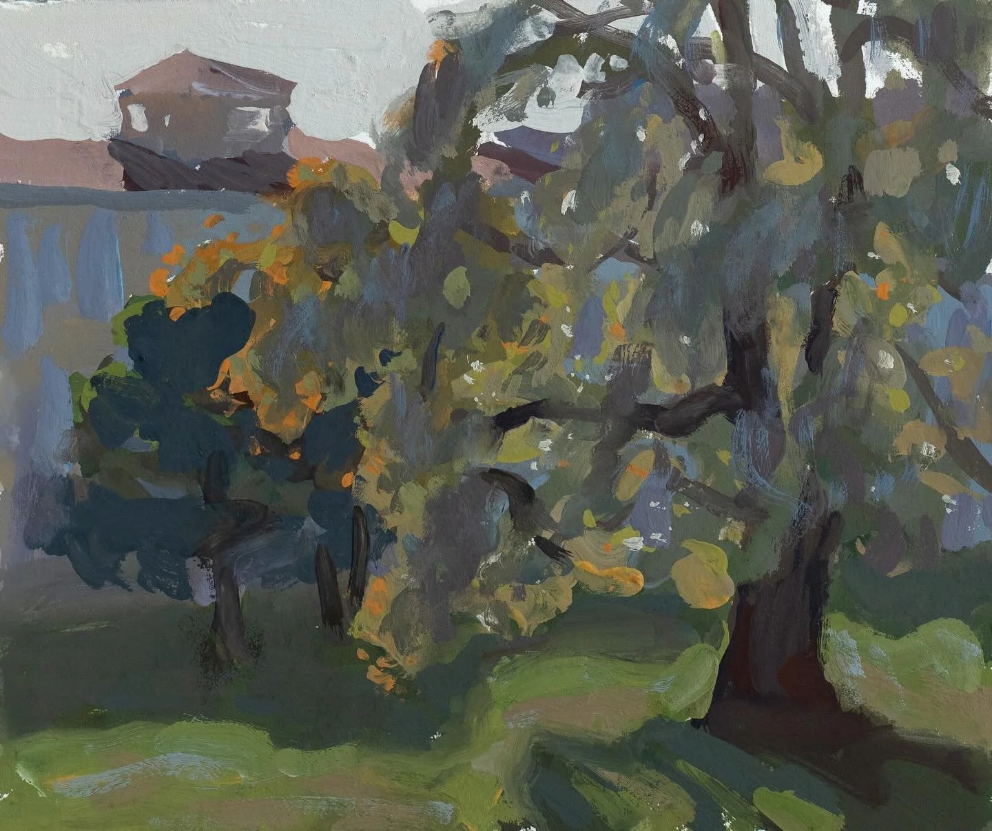 &ldquo;Poplar tree in the afternoon light.&rdquo; Gouache on paper, 6x8 in.
***
I make these sketchbooks myself. I described the process in my Painting Process article no.10 in the blog on my website. You can find the link in my profile (The Painting