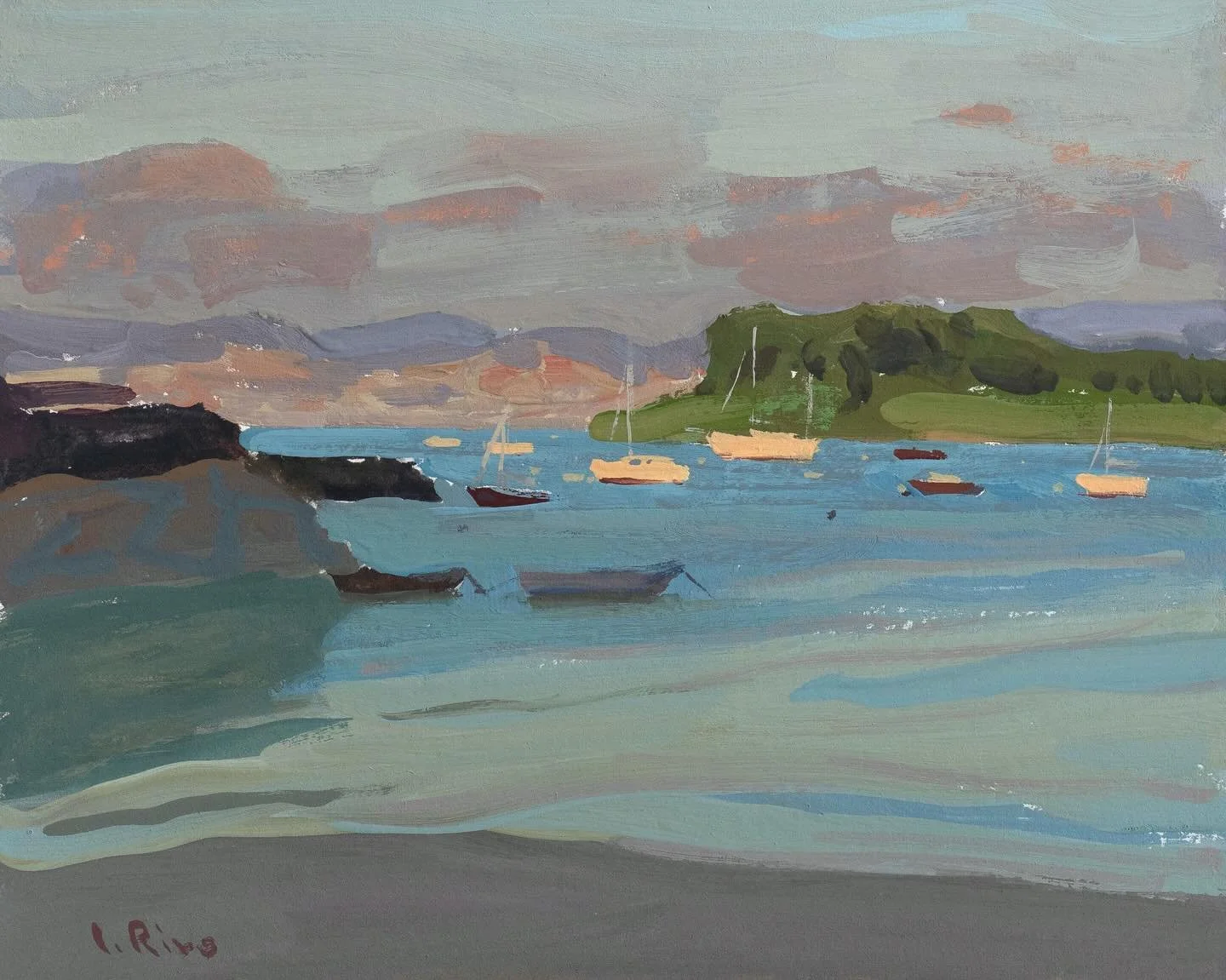 An evening study, gouache on watercolor paper, 6x8 in.

***
I make these sketchbooks myself. I described the process in my Painting Process article no.10 in the blog on my website. You can find the link in my profile (The Painting Process Series ➡️ T