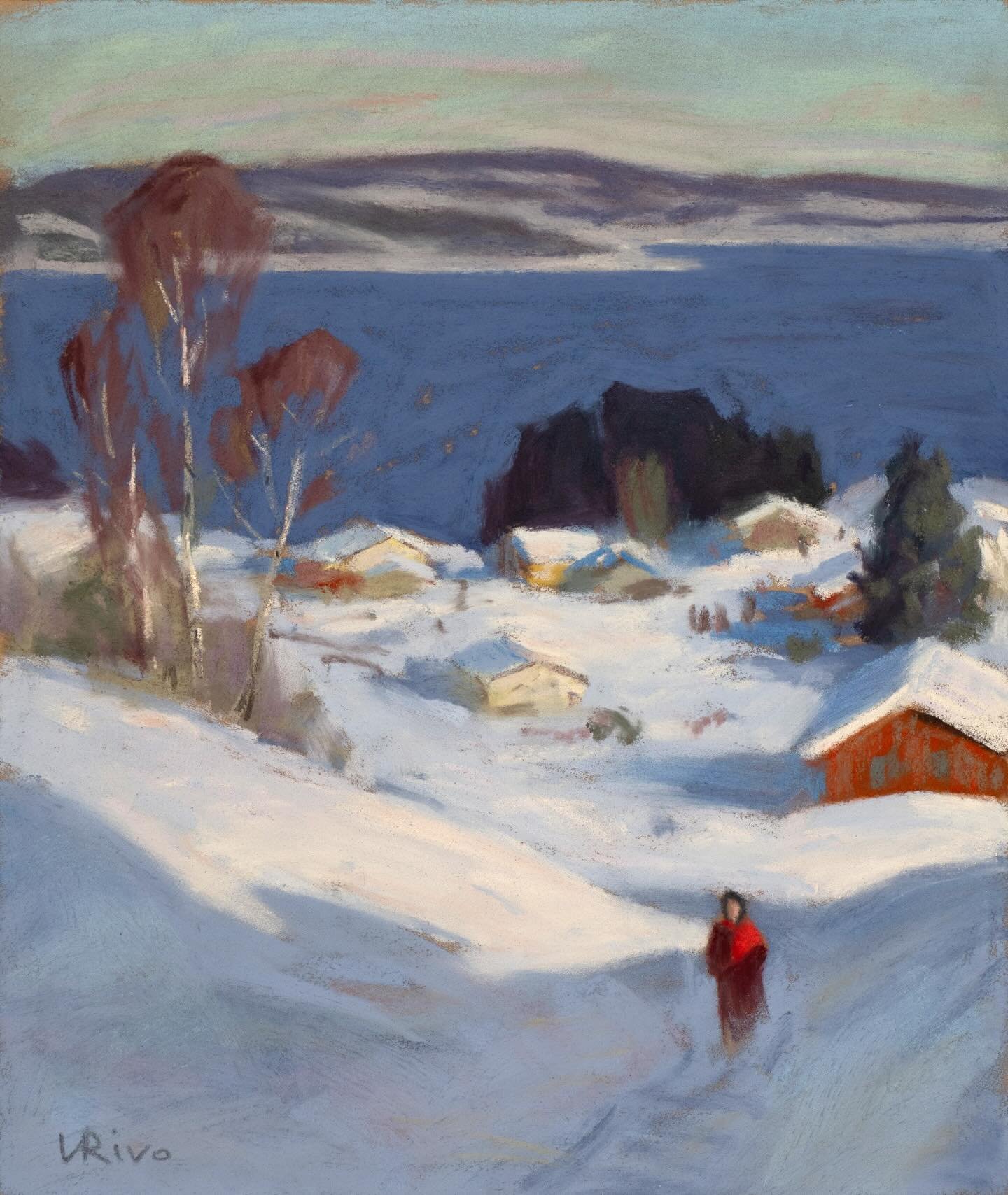 Winter Study No. 9, soft pastel on Canson Mi-Teintes Velvet paper, 7&times;9 inches.

&mdash;&mdash;&mdash;&mdash;-
I work with soft pastels from a range of brands. Girault, Unison, and Henri Roche are my favorites. I also occasionally use Schmincke,