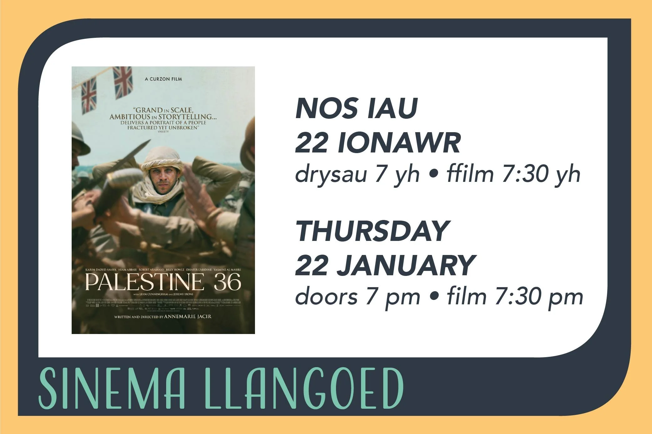 Palestine 36 at Sinema Llangoed
