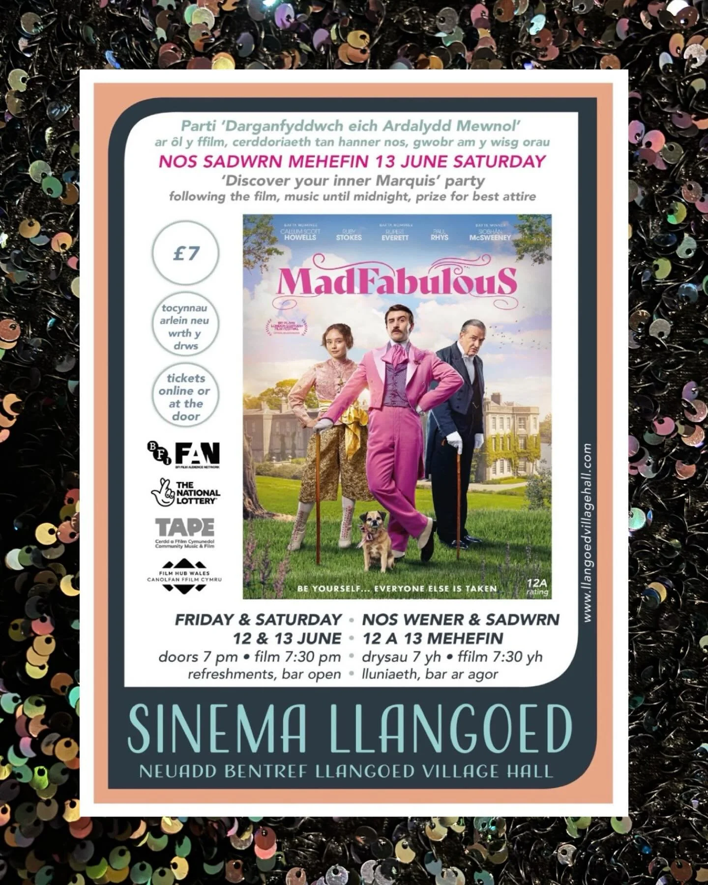 ✨ Step into a world of glamour, rebellion &amp; pure extravagance&hellip; MADFABULOUS is coming to Sinema Llangoed! 🌟

You&rsquo;ve been waiting for it&hellip;Join us on June 12th and 13th at Llangoed Village Hall for a dazzling screening of Madfabu