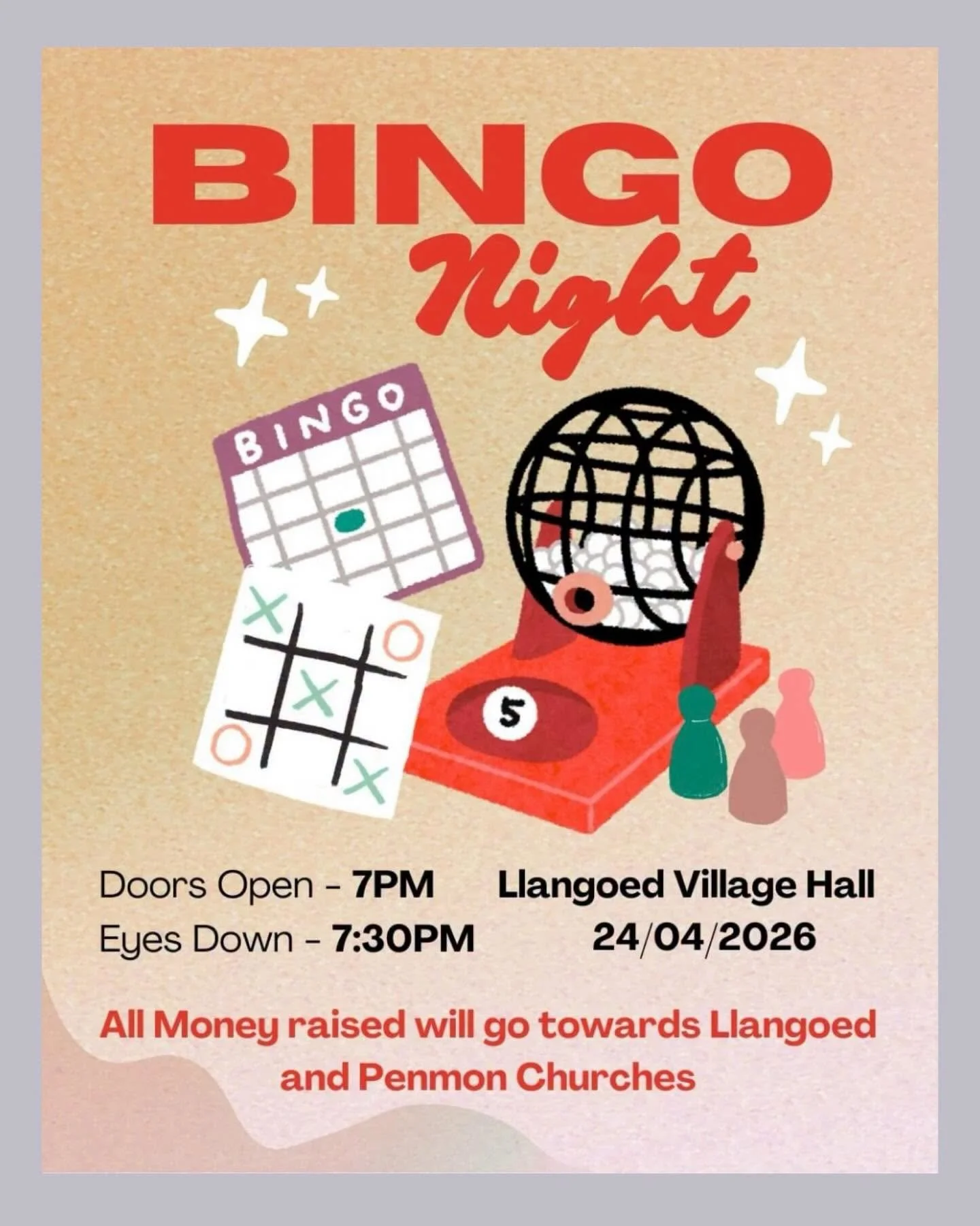 Its time for&hellip;.Bingo! 
Doors open 7:00pm 
eyes down 7:30pm

Friday 24 April
Come join us!

All money raised will go towards Llangoed and Penmon Churches. 
. . .
Mae&rsquo;n amser am&hellip;.Bingo! 
Drysau&rsquo;n agor 7:00pm 
llygaid i lawr 7:3