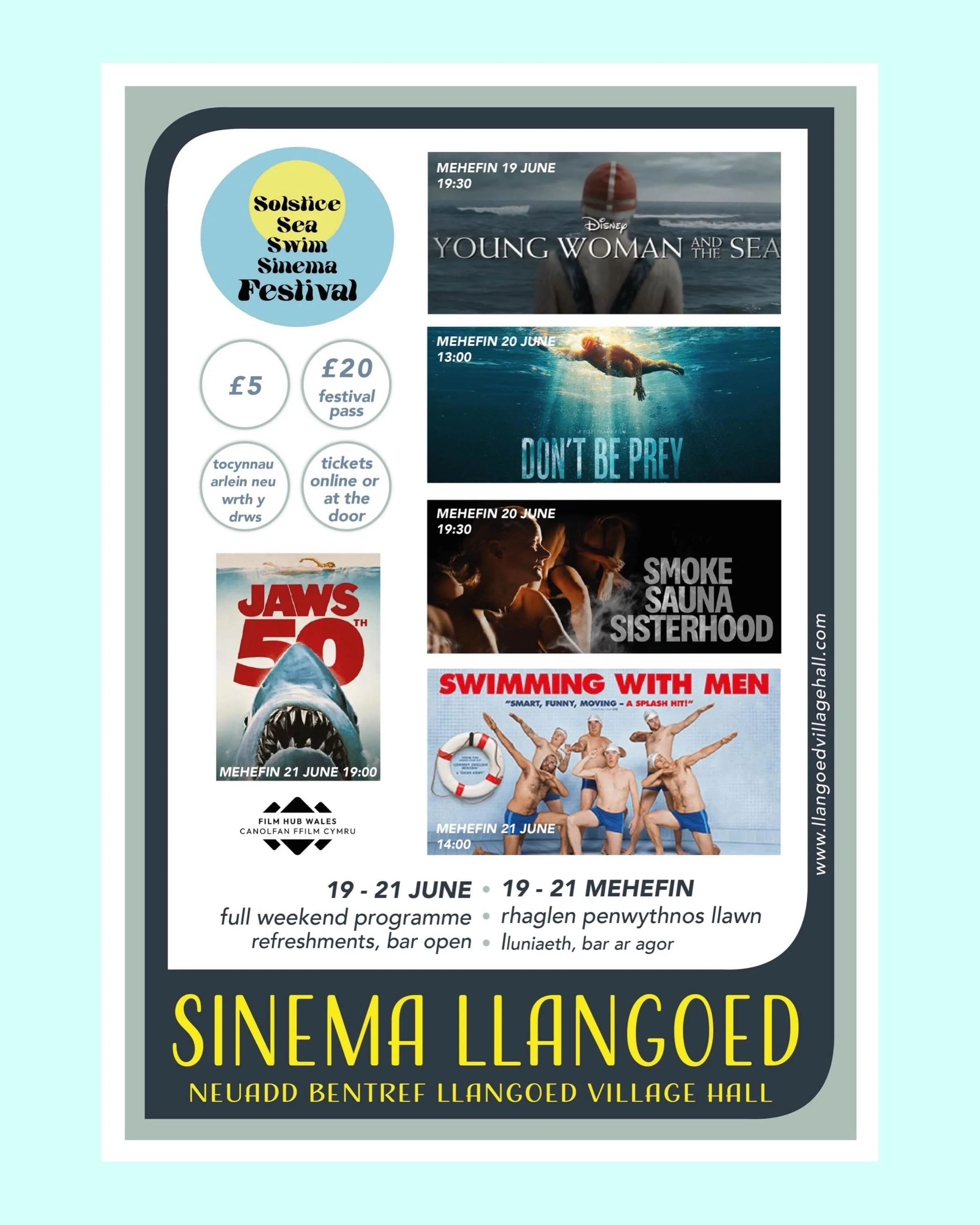 Join us for a Summer Solstice Weekend-long event celebrating Sinema and the Sea!

- Young Woman and the Sea
- Don&rsquo;t be Prey
- Smoke Sauna Sisterhood
- Swimming with Men
- Jaws 50th Anniversary
- and a full selection of shorts.

Also..wellness e