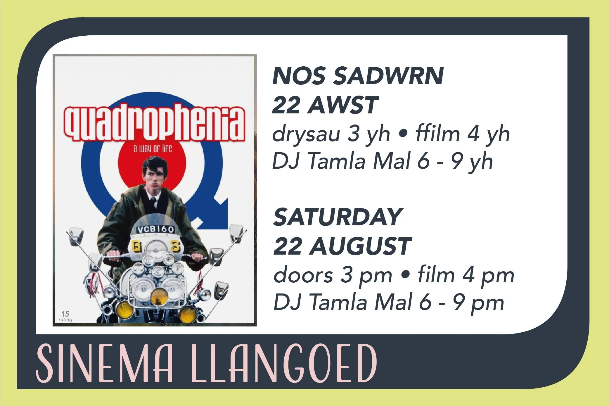 Quadrophenia yn Sinema Llangoed