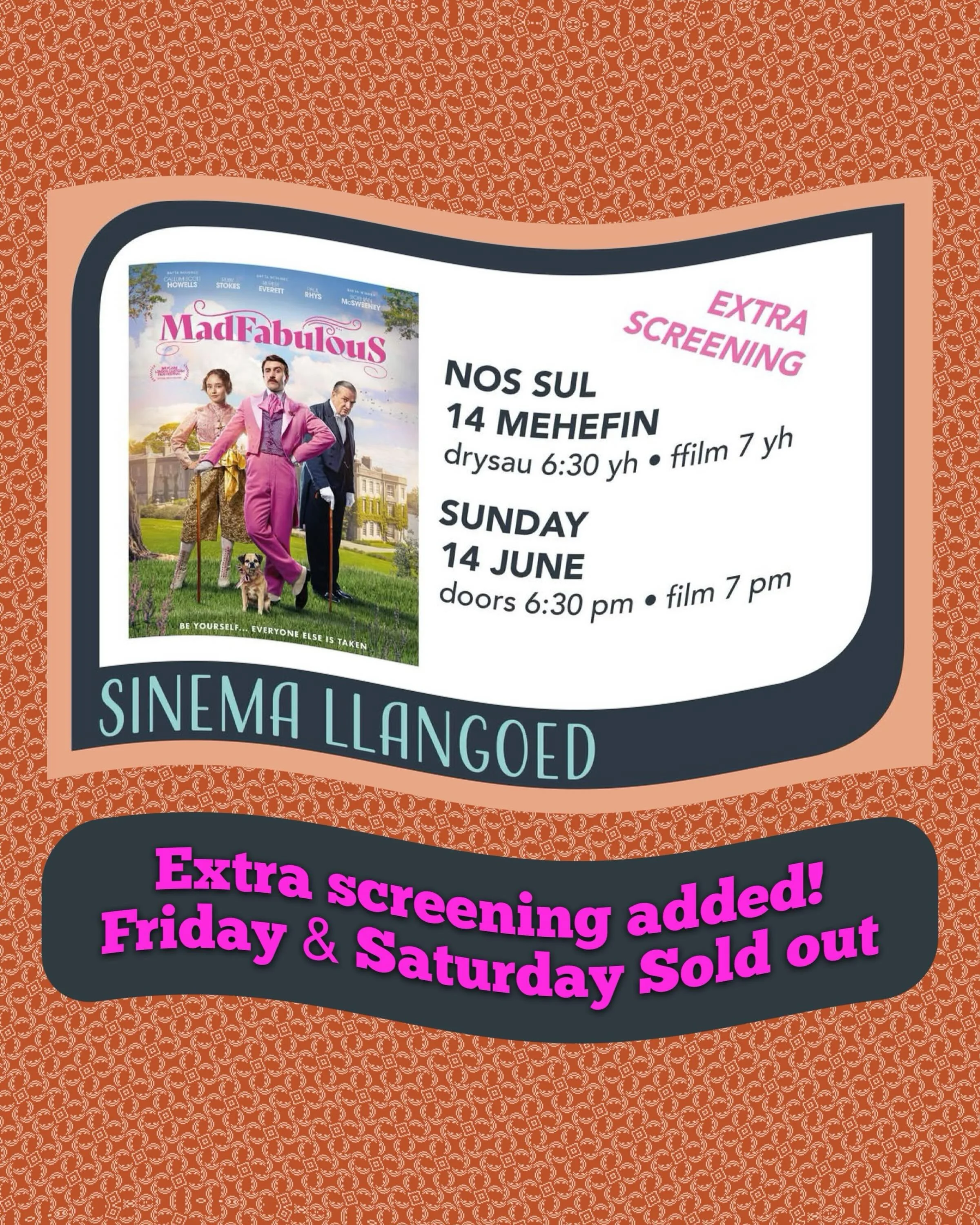 &lsquo;MadFabulous&rsquo; at Sinema Llangoed 🔜 Extra screening added!  Our Friday and Saturday screenings sold out - see you all soon. 

Didn&rsquo;t get a ticket? We&rsquo;ve added an extra screening on Sunday the 14th of June! doors 6:30, film 7:0