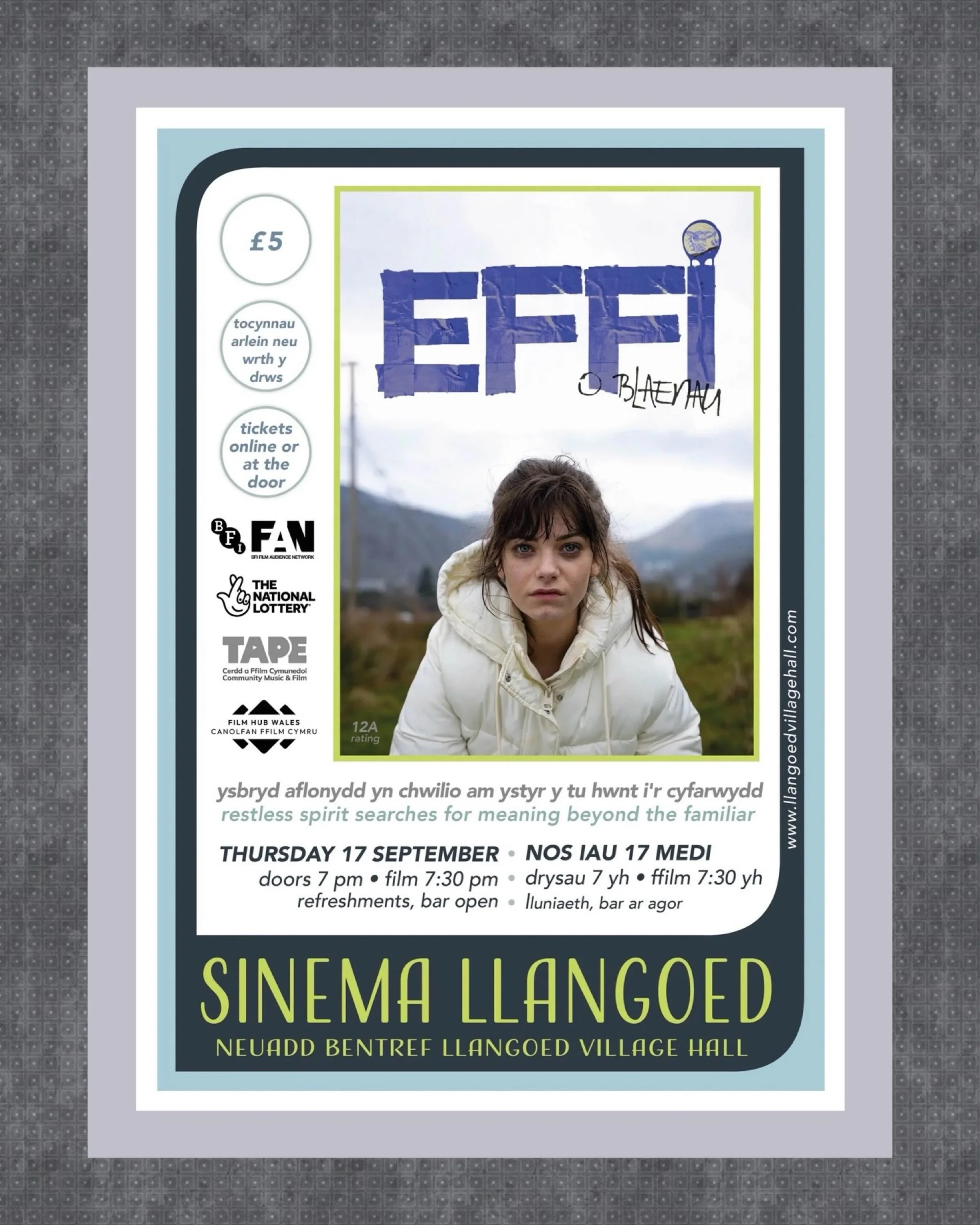 🎬 Effi o Blaenau yn Sinema Llangoed 🎬
(English below)
Ymunwch &acirc; ni am noson arbennig o sinema Gymraeg wrth i &lsquo;Effi o Blaenau&rsquo; gyrraedd y sgrin fawr yn Sinema Llangoed.

Yn seiliedig ar fonodrama glodwiw Gary Owen, &lsquo;Iphigenia
