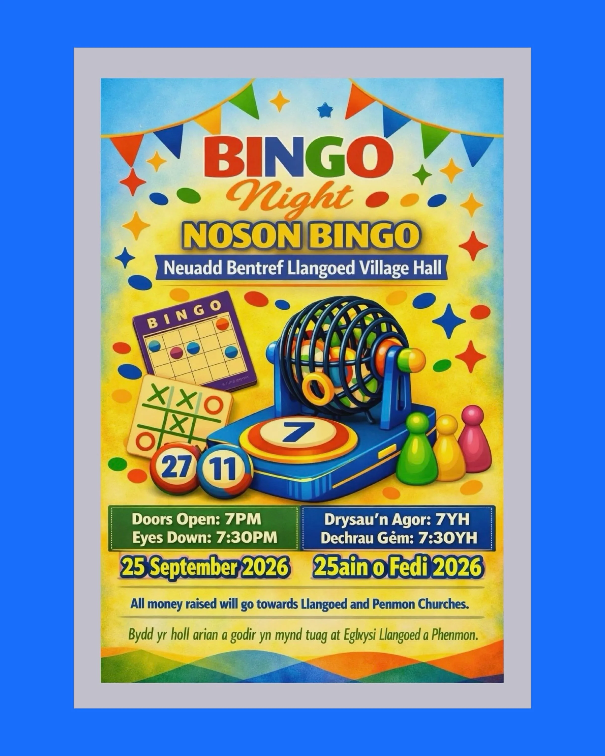 Its time for&hellip;.Bingo! 
Doors open 7:00pm 
eyes down 7:30pm

Friday 25th September
Llangoed Village Hall

Come join us!

All money raised will go towards Llangoed and Penmon Churches. 
. . .
Mae hi&rsquo;n amser am... Bingo!

Nos Wener 25 Medi
N