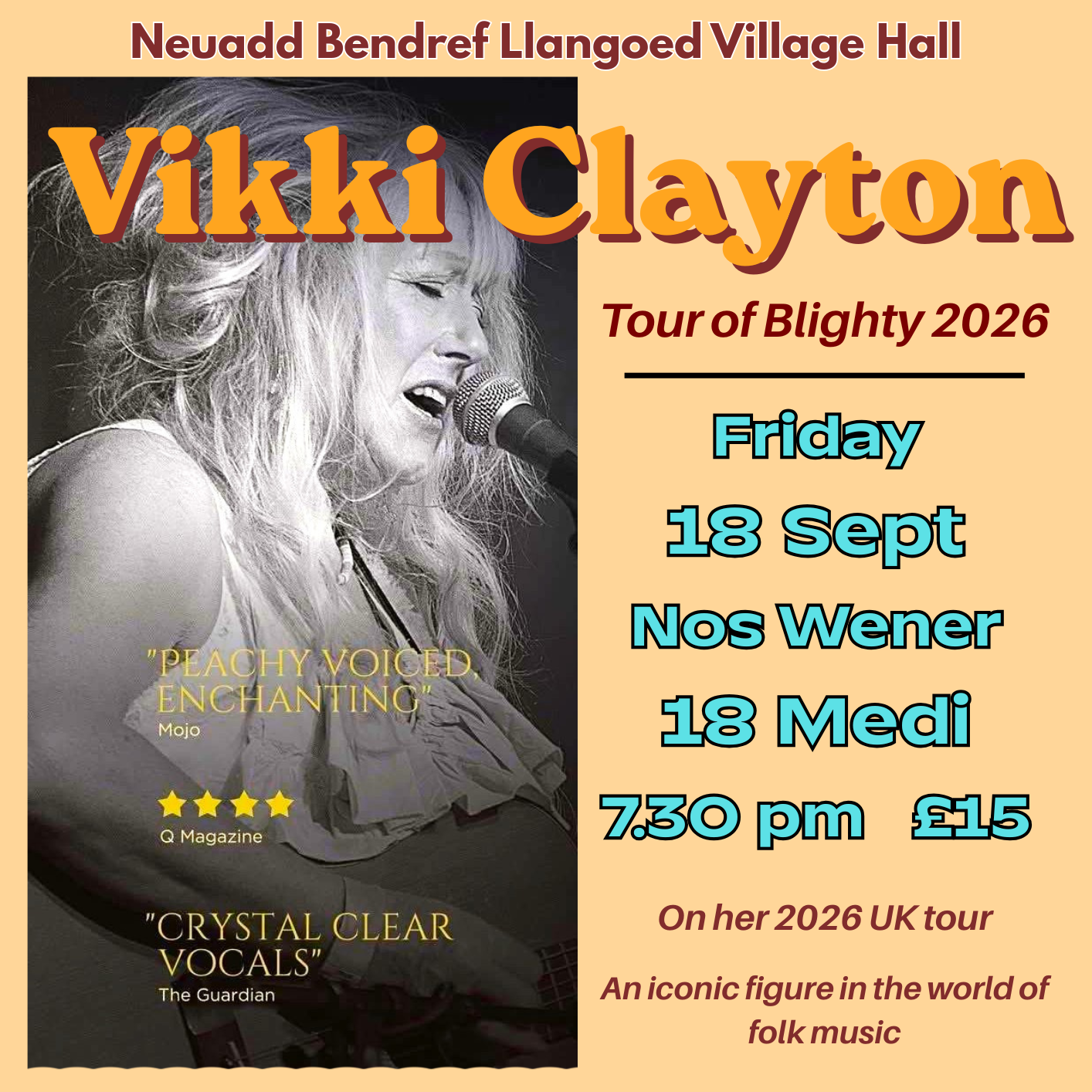 Cerddoriaeth Werin Vikki Clayton - 18 Medi