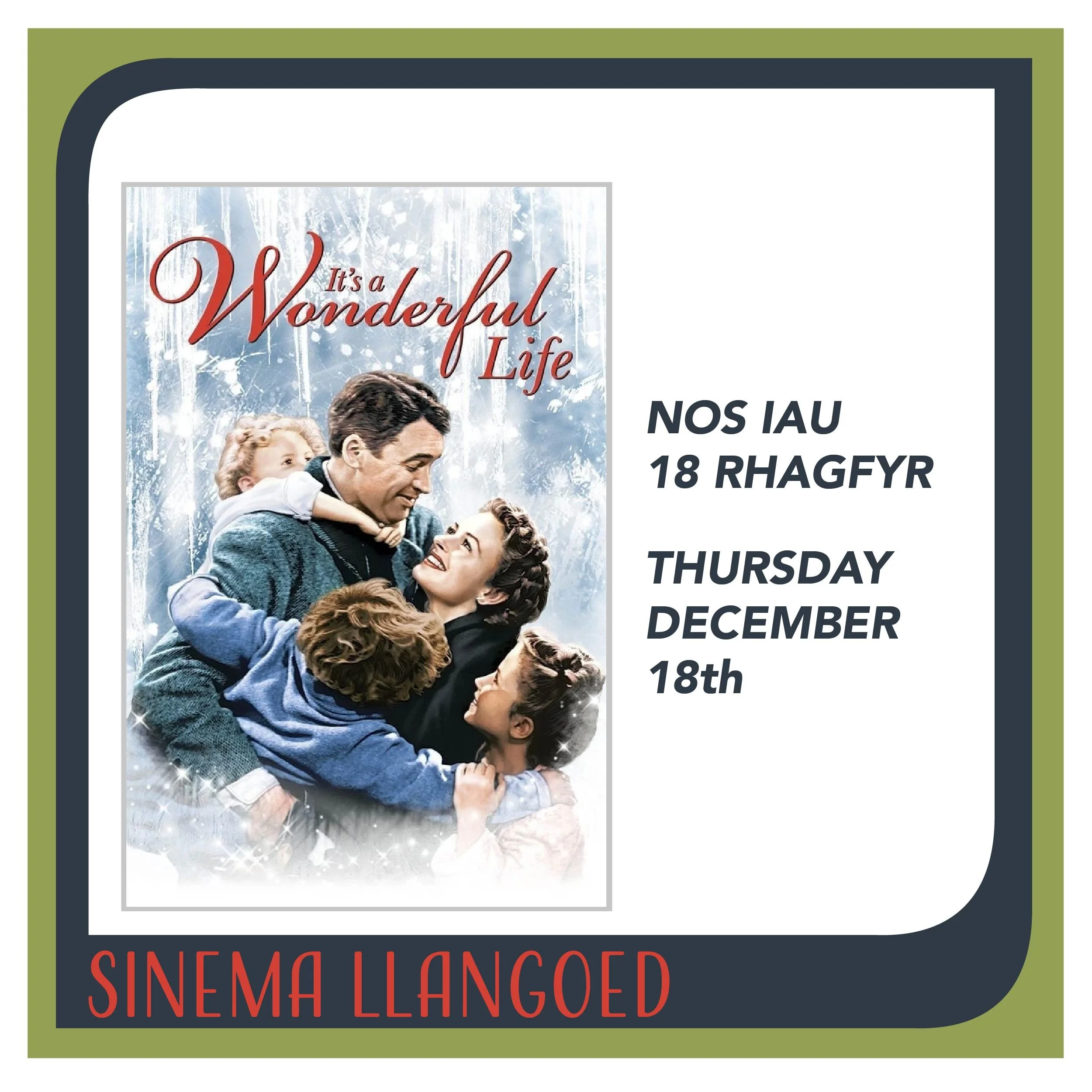 Mae'n Fywyd Rhyfeddol yn Sinema Llangoed - 18 Rhagfyr
