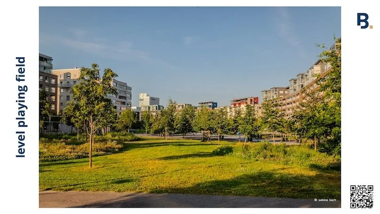level playing field as a park in a new urban development