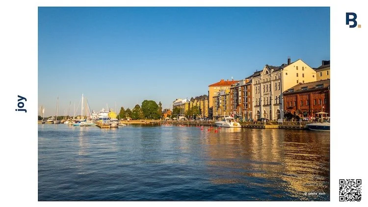 Joy as a summer evening on the coast of downtown Helsinki