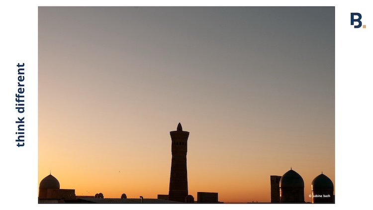A Central Asian Skyline at dusk in summer. Bukhara, Uzbekistan
