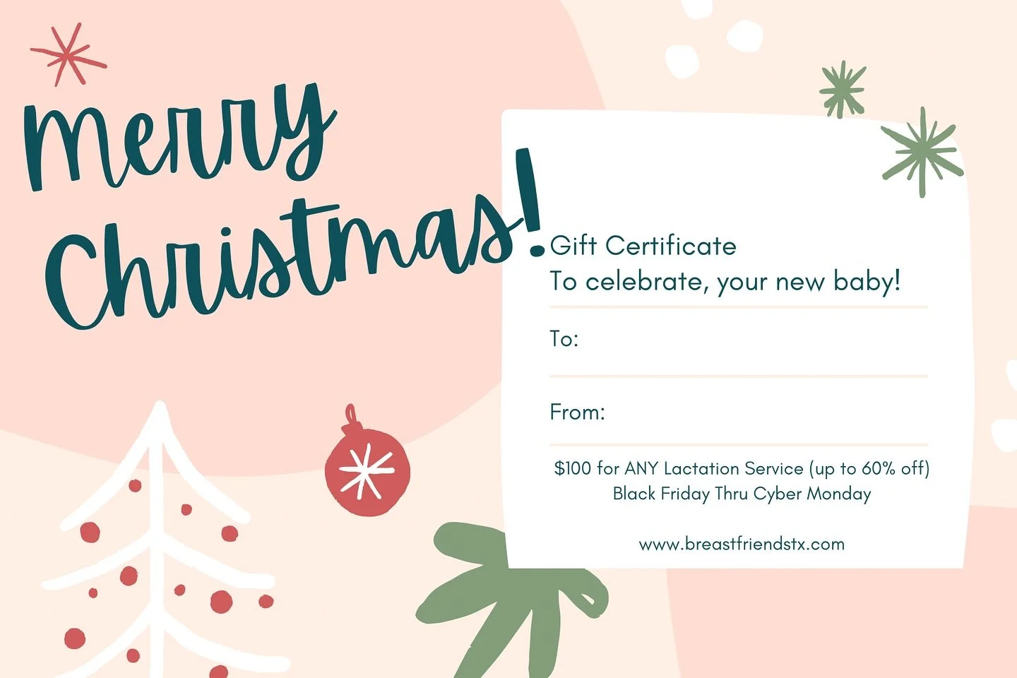 ⚡️ Black Friday Thru Cyber Monday,$100 for ANY Lactation Service (up to 60% off)⚡️

GIFT CERTIFICATES NOW AVAILABLE AT www.breastfriendstx.com 
Or Link in Bio 💚