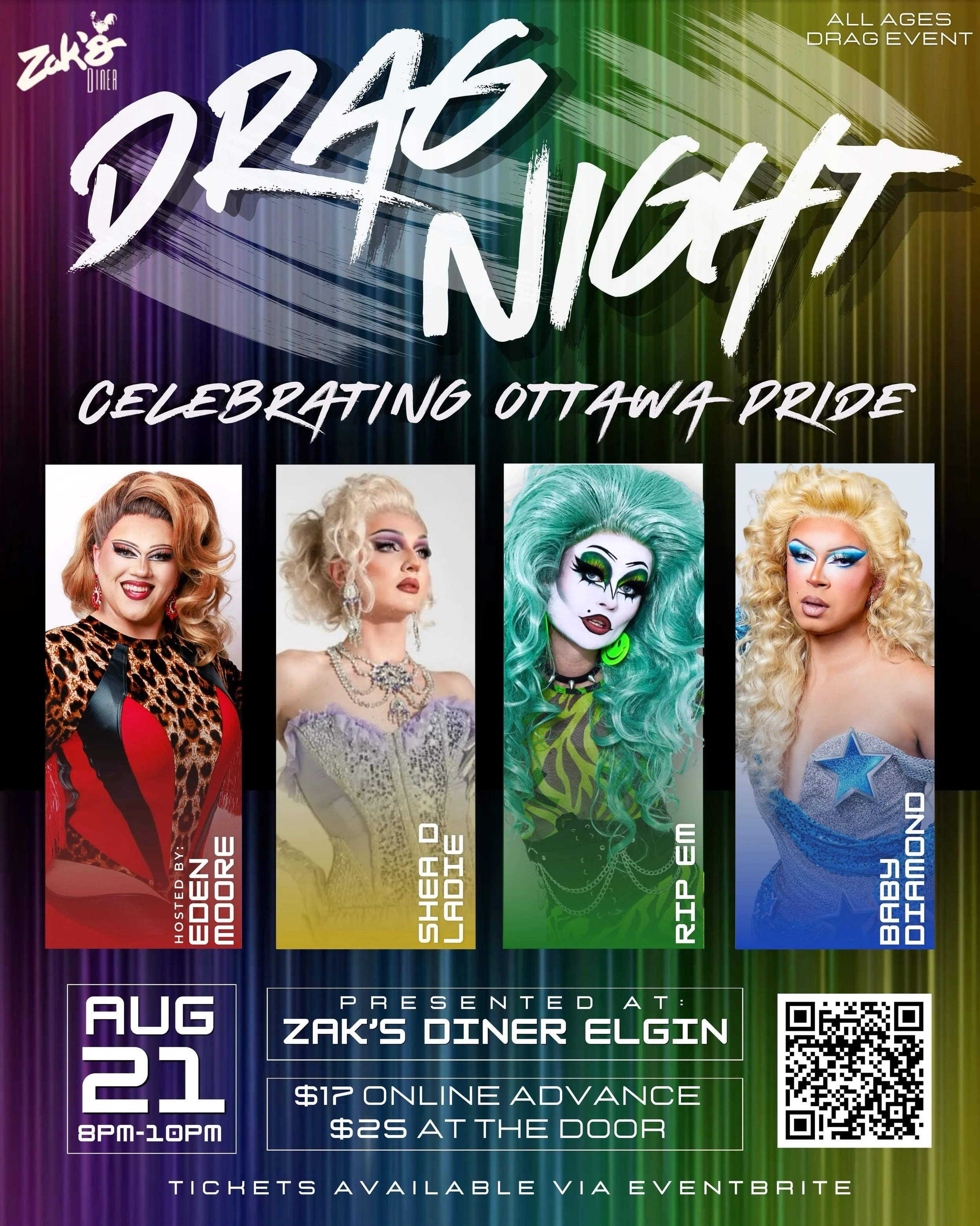 💋 DRAG NIGHT IS BACK AT ZAK&rsquo;S! 💋
Ottawa&rsquo;s most fabulous supper club returns to Elgin St &mdash; big hair, bigger personalities, and all the diner classics you love. Grab your crew, grab a milkshake, and get ready for a night of jaw-drop