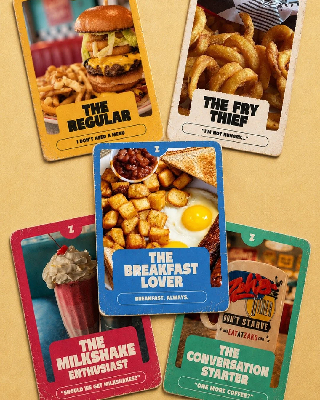 Every booth has one... 😂

🍔 The Regular &ndash; Doesn't even need to look at the menu.
🍟 The Fry Thief &ndash; "I'm not hungry," then steals everyone else's fries.
🥞 The Breakfast Lover &ndash; Orders breakfast no matter what time it is