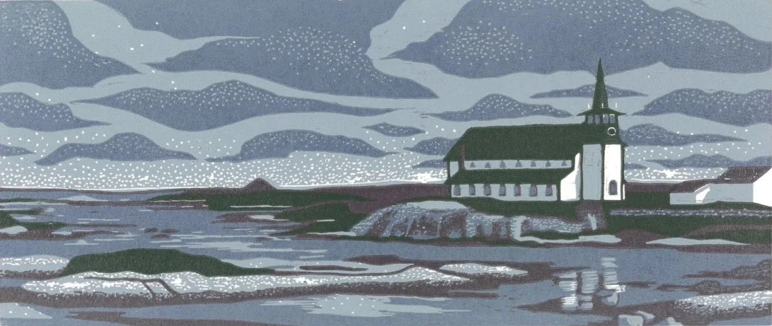 St. Vincents (2022), 15cm x 41cm, Linocut