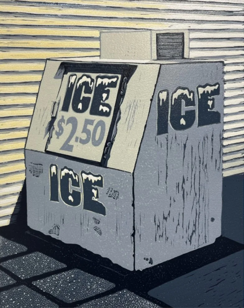 Ice Cubed (2023), 38cm x 51cm, Linocut