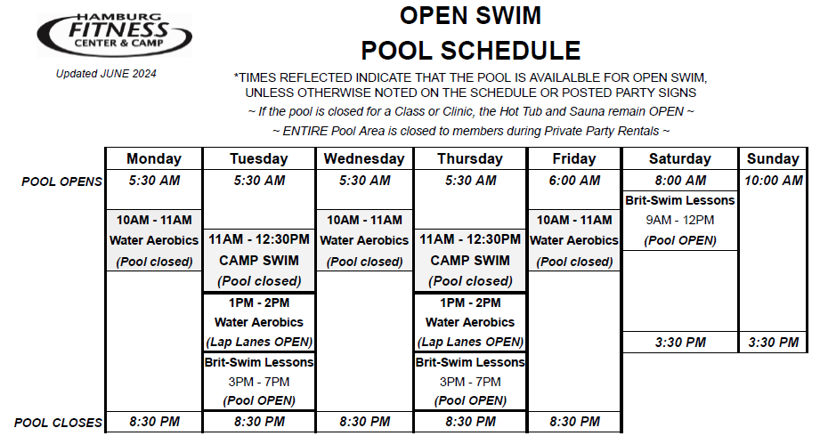 Drop-in Activities — Hamburg Fitness Center & Camp