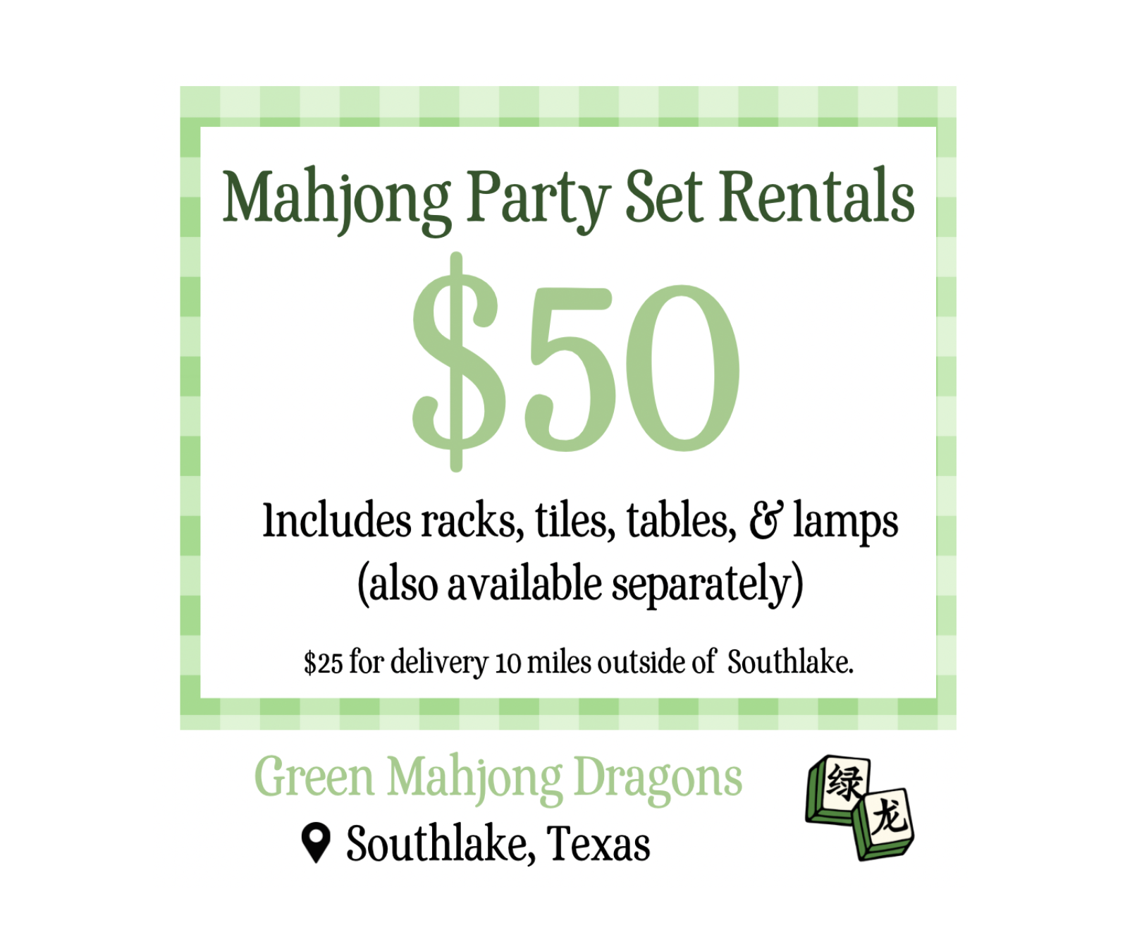 Mahjong Tile Set Rental