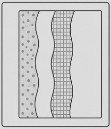 Geometric drawing that represents an exterior insulated finish system or EIFS and the mesh EPS and Dryvit type finish process