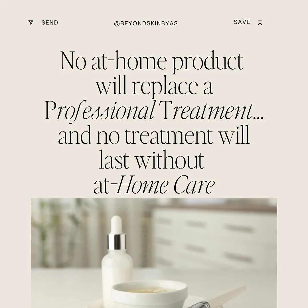 Your Skin Needs Both: Professional Treatments &amp; At-Home Care! ✨

No at-home product can match the precision of a professional treatment, and no treatment will deliver long-term results without the right daily skincare routine. 

Think of it like 