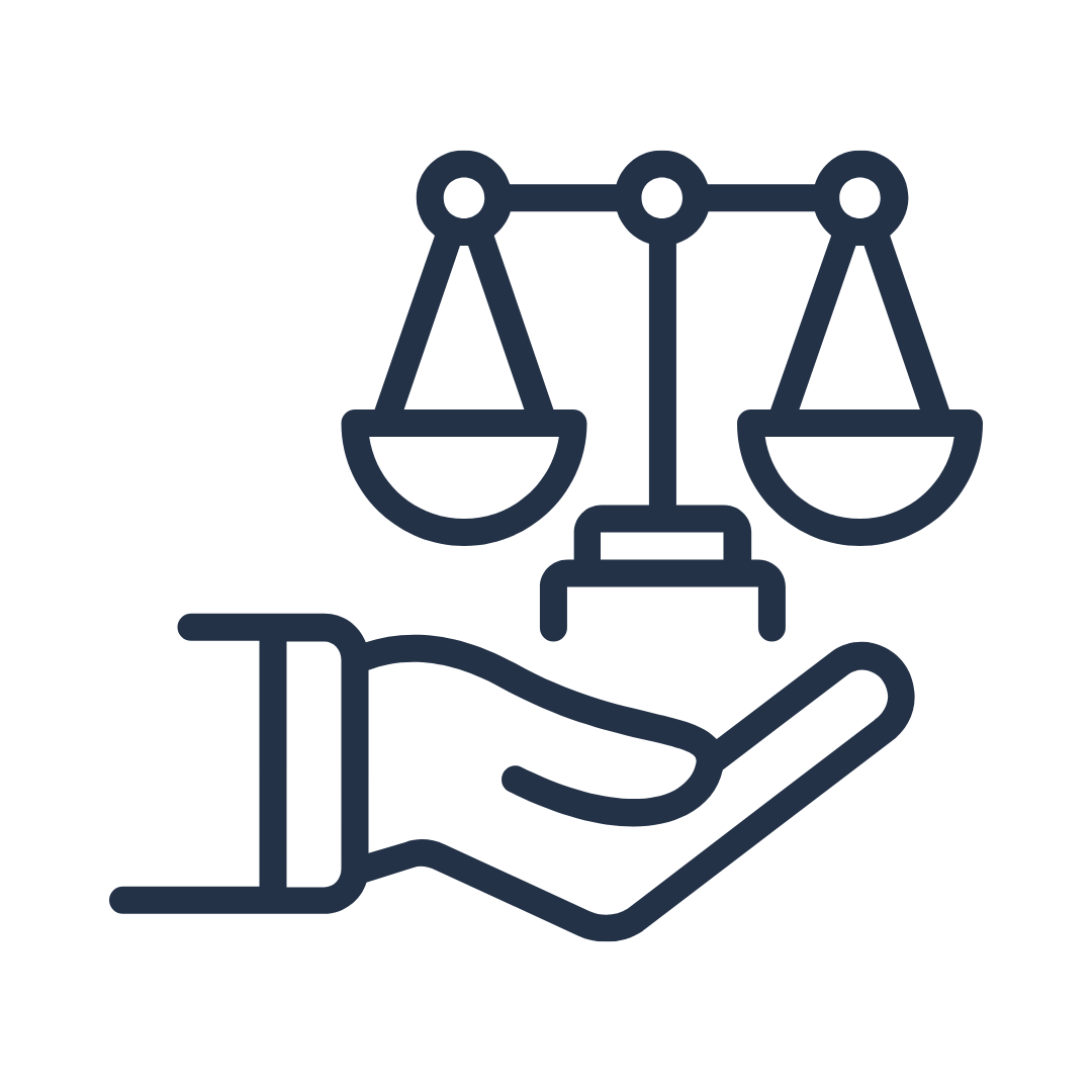 icon of a hand holding a scale