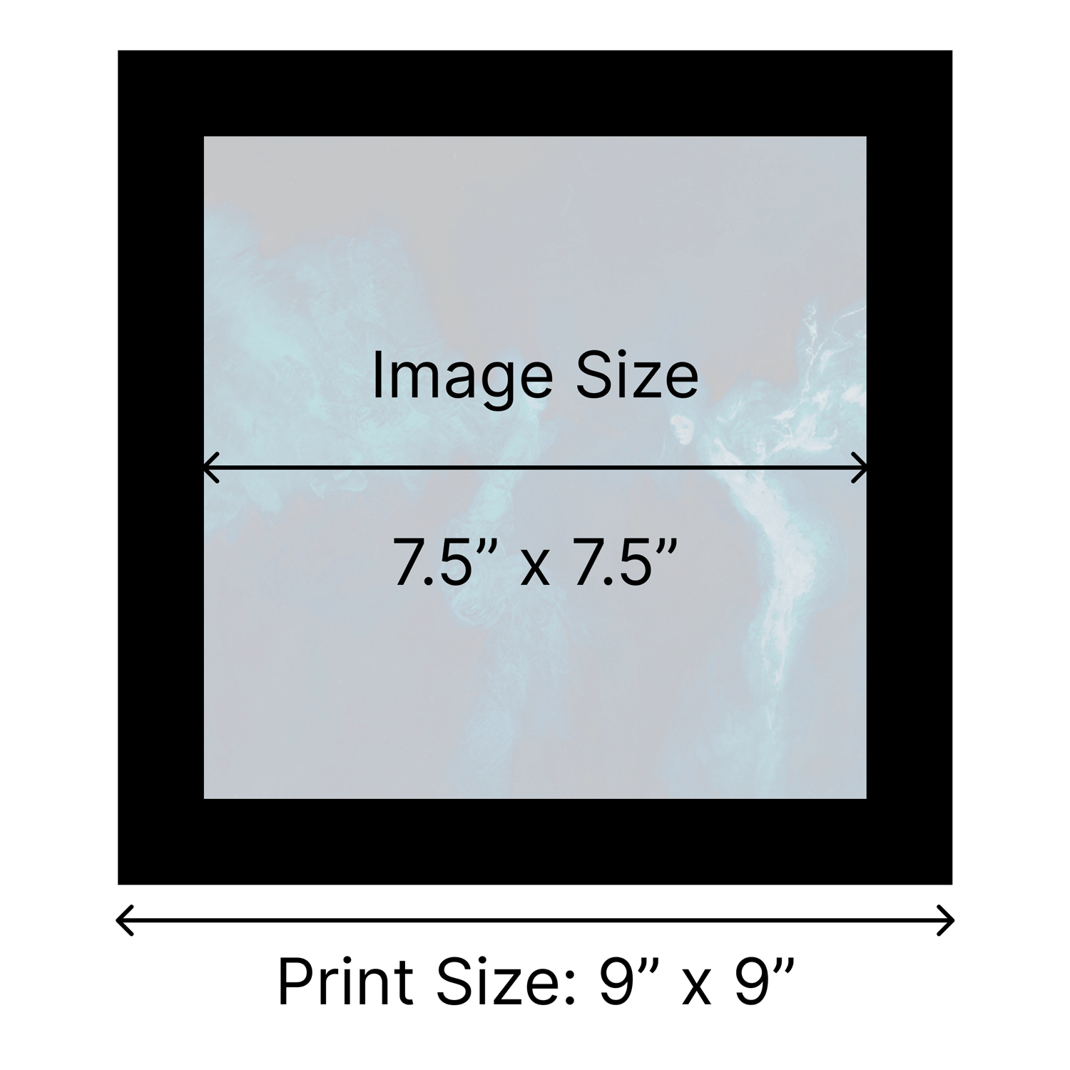 canvas Size is 9.25" x 9.25" Image size is 7.5" x 7.5"