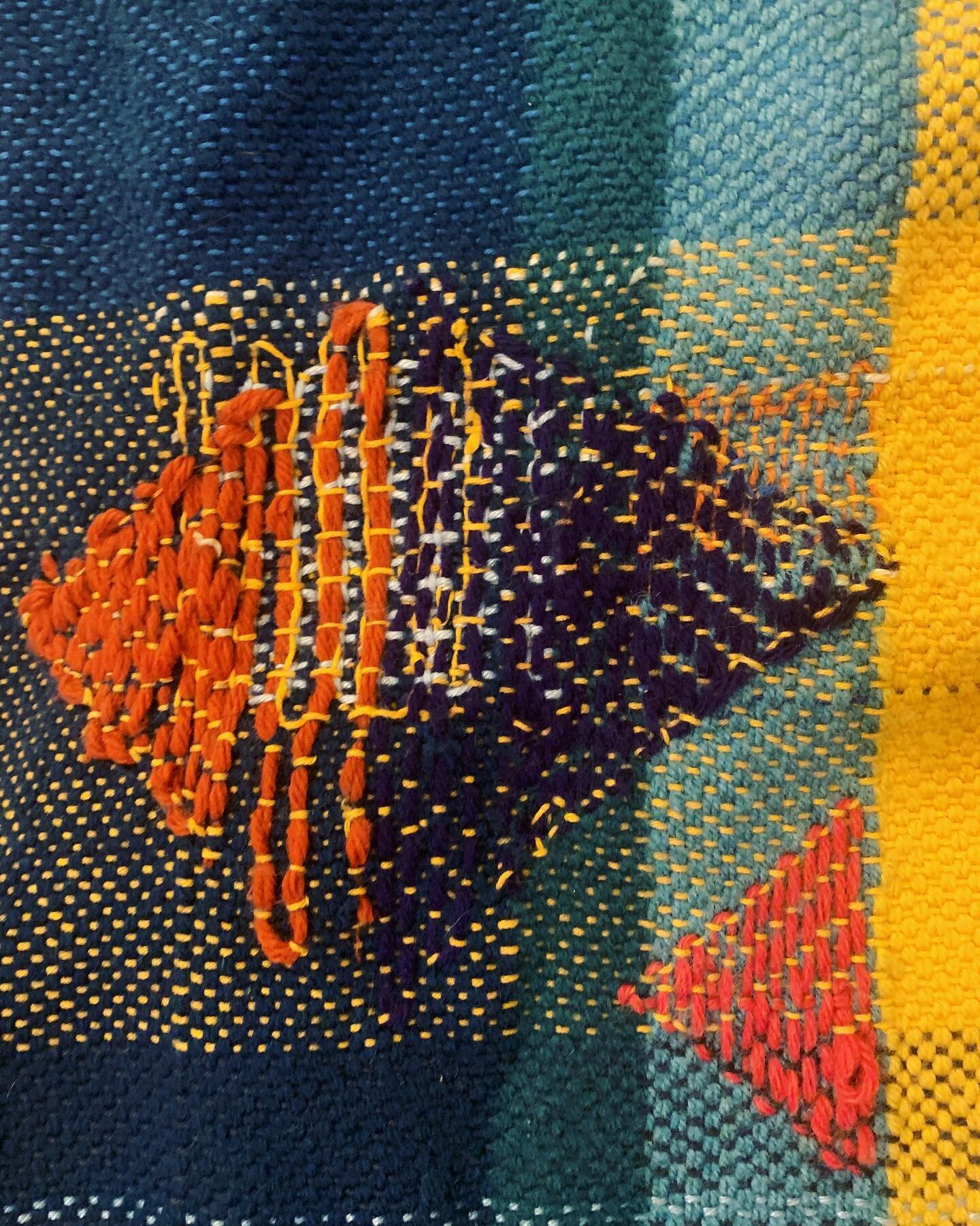 This is a very small section of a square weaving that I did recently and then kind of mend it over and over again. I really liked the effect.