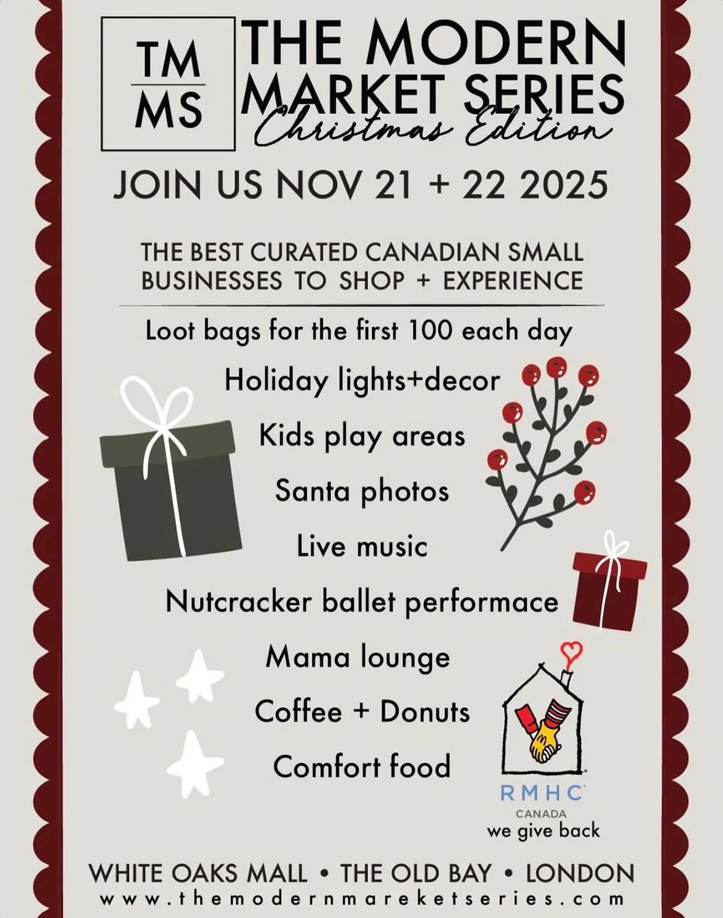 We are SO excited to be sponsoring the Mama Lounge for another year at @themodernmarketseries 🎅🏼🛍️🌲 We love supporting local businesses, connecting with families in the community, checking out all the yummy food &amp; drink vendors, and shopping 