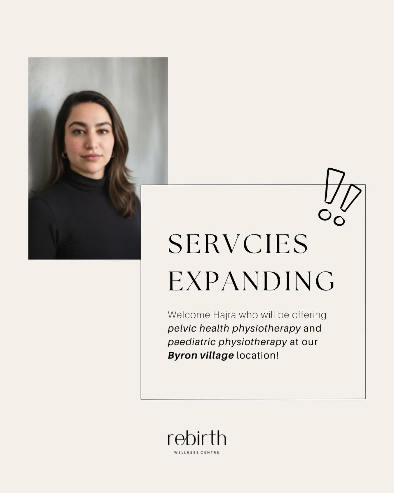 ✨ A warm welcome to Hajra! ✨
We&rsquo;re so excited to welcome Hajra to the Rebirth Wellness team at our Byron Village location 🤍
Hajra will be offering pelvic health physiotherapy and paediatric physiotherapy, supporting bodies through pregnancy, p