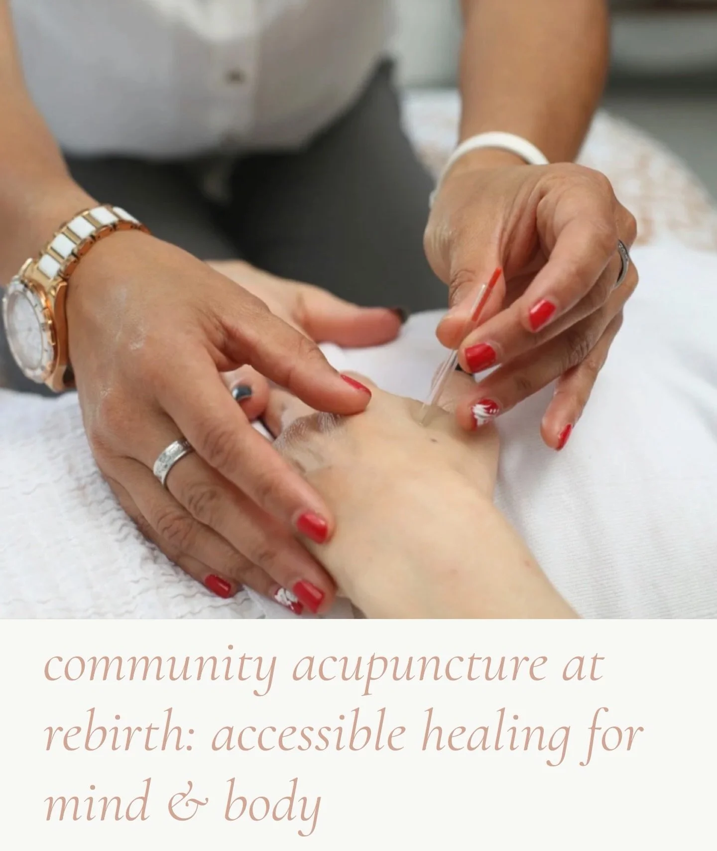Big News! A New Way to Find Your Calm at Rebirth 🌿

We are thrilled to finally share a new offering at our Central London clinic&nbsp;designed with your well-being (and your schedule!) in mind.

Starting June 5, we are launching our Community Acupun