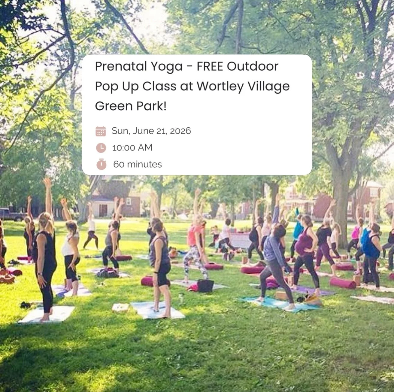 Enjoy some movement, stretching and connection with other mamas to be! 🧘&zwj;♀️🌳🤰🏻🌤️ 

*Please bring your own mat and water bottle, and a donation for the diaper bank of London. 

See you on the green! 👋🏼 

Rebirth Wellness, Wortley Village, P