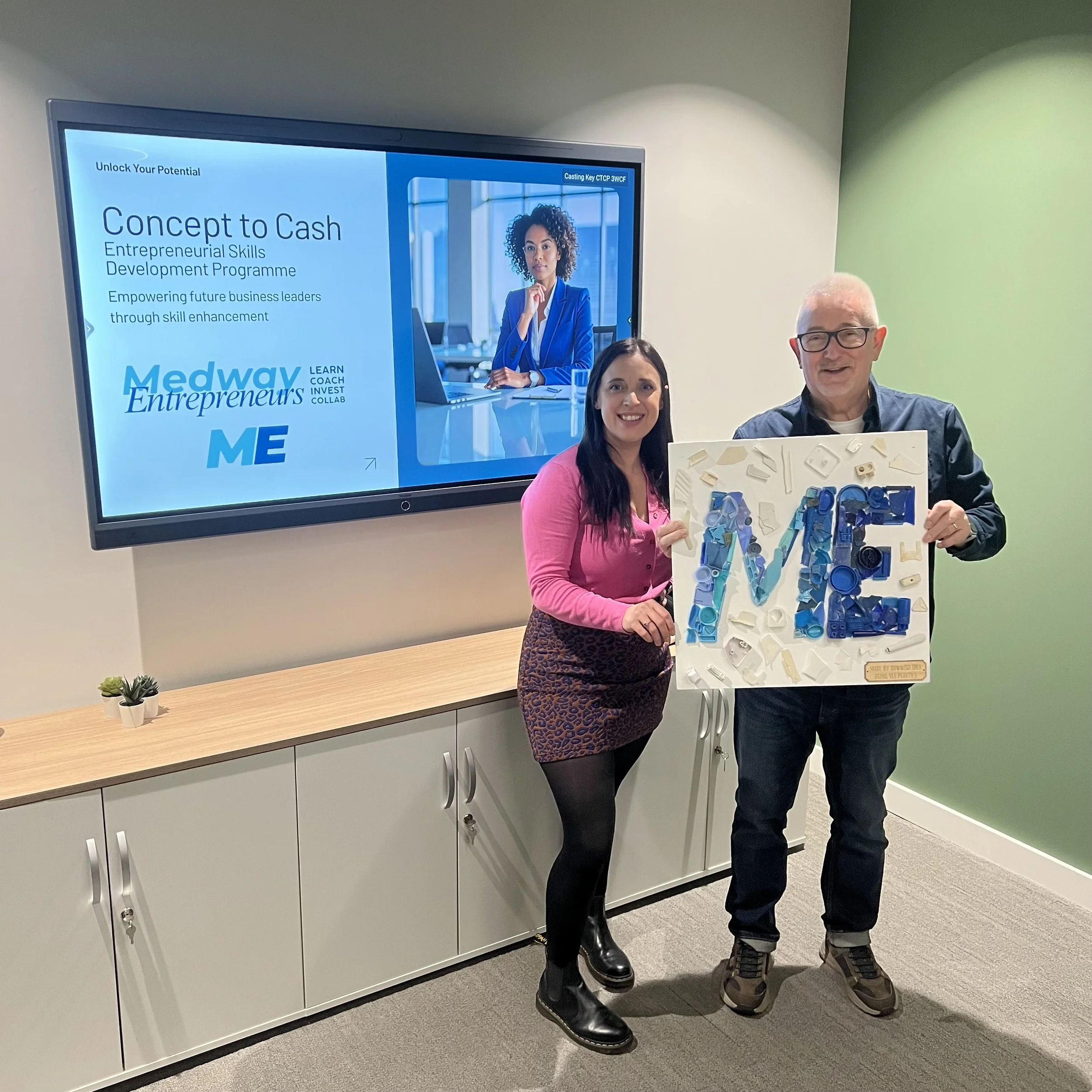 M.E. directors with sea plastics logo