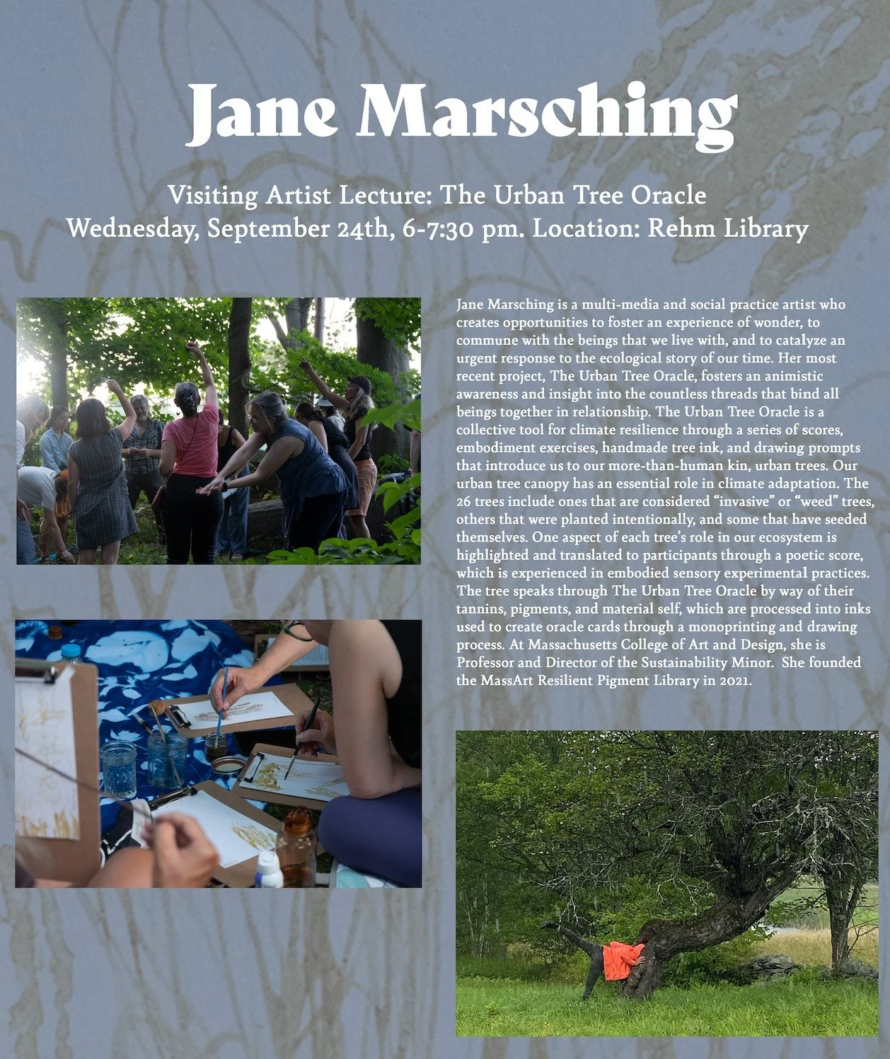 Holy Cross artists talk Wednesday September 24. 
If you're going to be at Holy Cross in Worcester, MA, next week, I'm giving a talk about my Urban Tree Oracle project along with a new video created with @jimenabermejo and Black Locust on the Blacksto