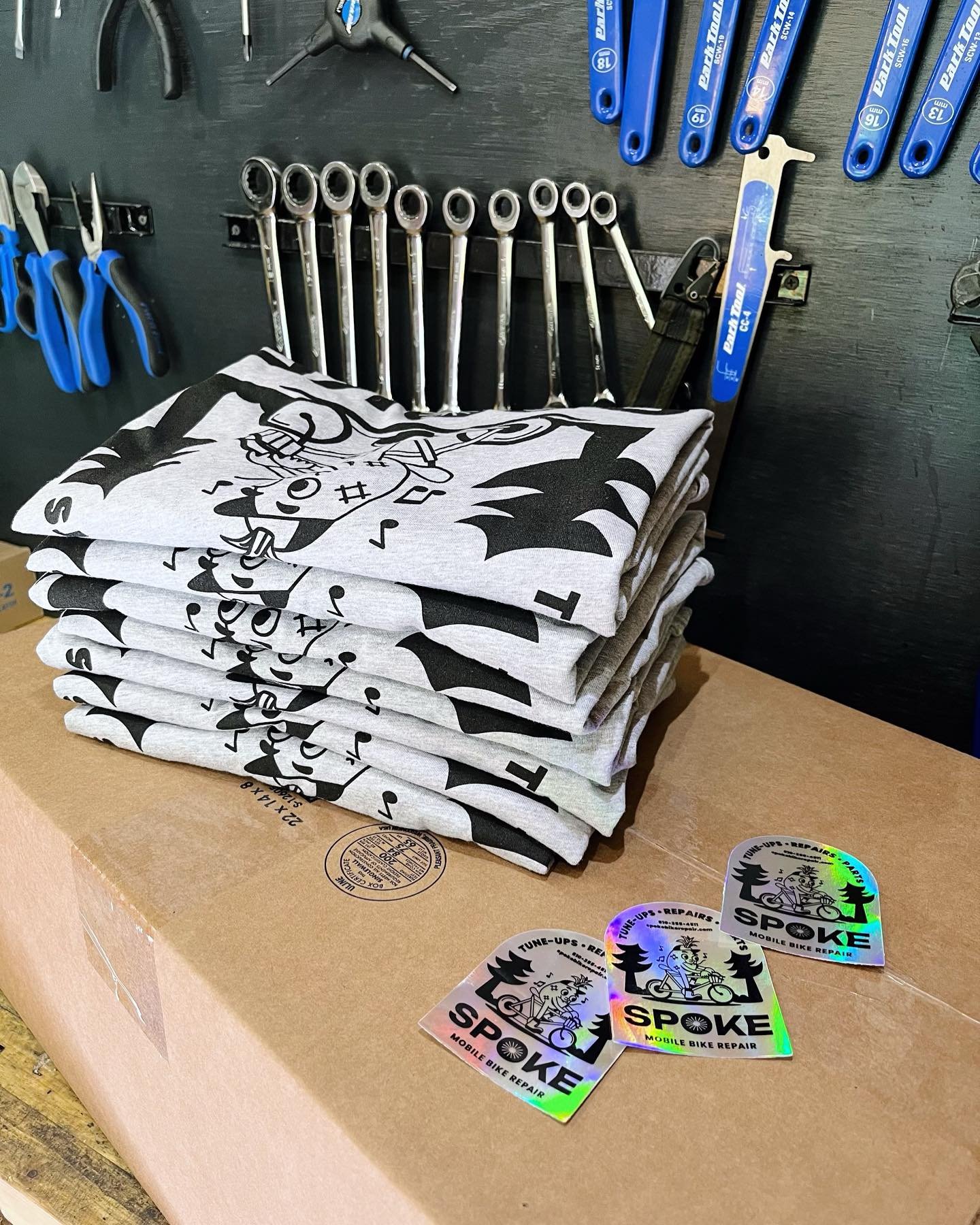 Shirts shipping out today. Thanks everyone for your support! 🙏 

We have a few sizes left so be sure to grab one for yourself before they&rsquo;re gone! We also have stickers available 🤙.

#vgkids #stickermule #spokemobilebikerepair #isupportmybike
